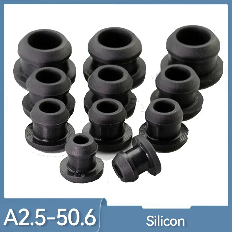 Silicone Rubber Plugs 1-10Pcs 2.5-50.6mm Black Conical Snap-on Silicone Rubber T Type Plug Blanking End Caps Tube Inserts Bung Proof High Temperature