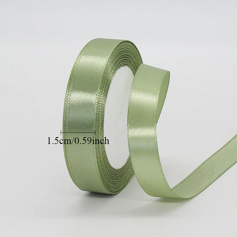 Elegant Sage Green Satin Ribbon – 25 Yards of Premium Fabric Silk for Gift Wrapping, Hair Bows, and DIY Crafts