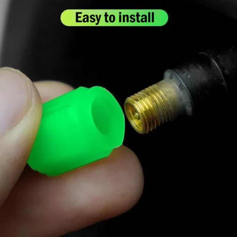Valve Cap 1/4pcs Luminous Fluorescent Night Glowing Car Motorcycle Bicycle Bike Wheel Tyre Hub Stem Caps Decors