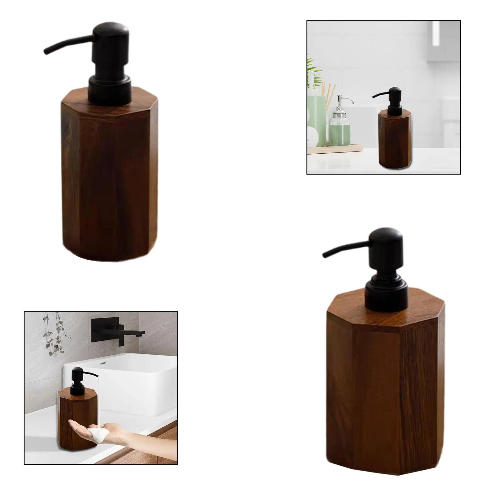 Soap Dispenser Empty Wooden Dish Soap Dispenser for Hotel Home Bathroom