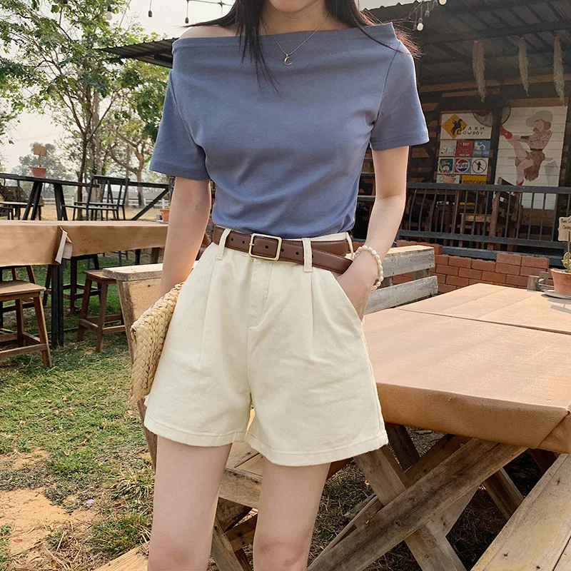 women's fashion Summer Hot Women's Denim Shorts Casual Black High Waist Ladies Short Jeans Cotton Wide Leg Pocket Loose Basic Shorts Female 2022 trendy clothes Shorts