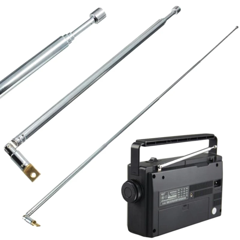 

Stainless Steel 60cm 6 Sections Telescopic Antenna Aerial Replacement For FM Radio TV AD