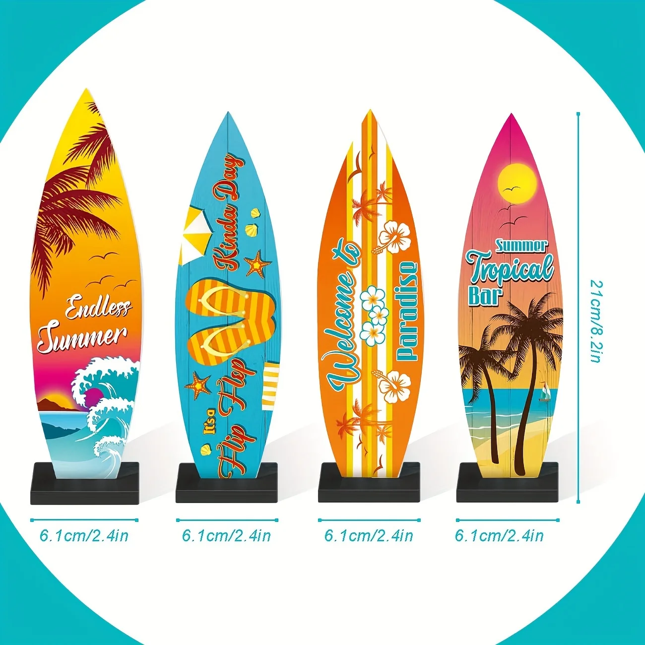 Party Decorations 4 Pieces Surfboard Table Decorations