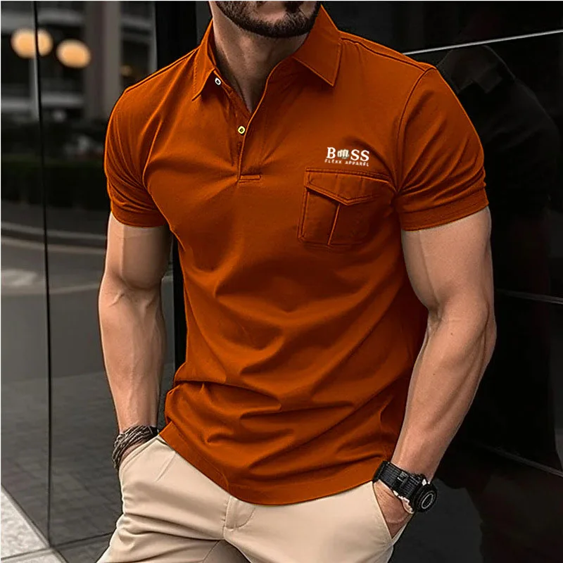 

Europe And United States New Men's Short-sleeved Polo Shirt Pocket Breathable Sweat Absorption Sports High-quality Polo Shirt