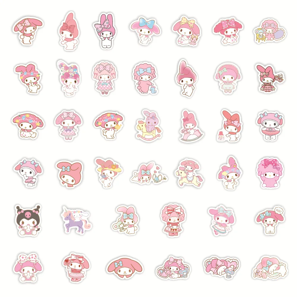 10/25/40PCS Kawaii My Melody Anime Stickers Decal Laptop Guitar Motorcycle Phone Luggage Car DIY Cartoon Sticker For Kids Toys 3