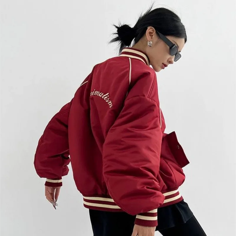 Deeptown Harajuku Padding Bomber Jacket Women Oversize Warm Vintage Y2k Winter Padded Jackets Streetwear Korean Fashion Outwear