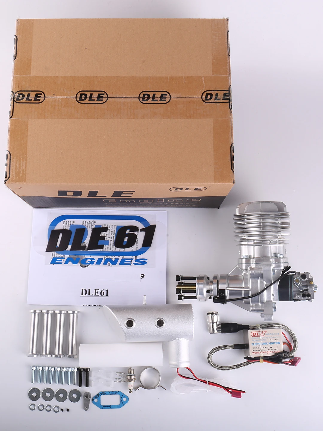 

DLE61 61CC GAS Engine For RC Airplane Fixed Wing Model Single Stroke DLE Two Exhaust Wind Cold Hands Start After Stroke