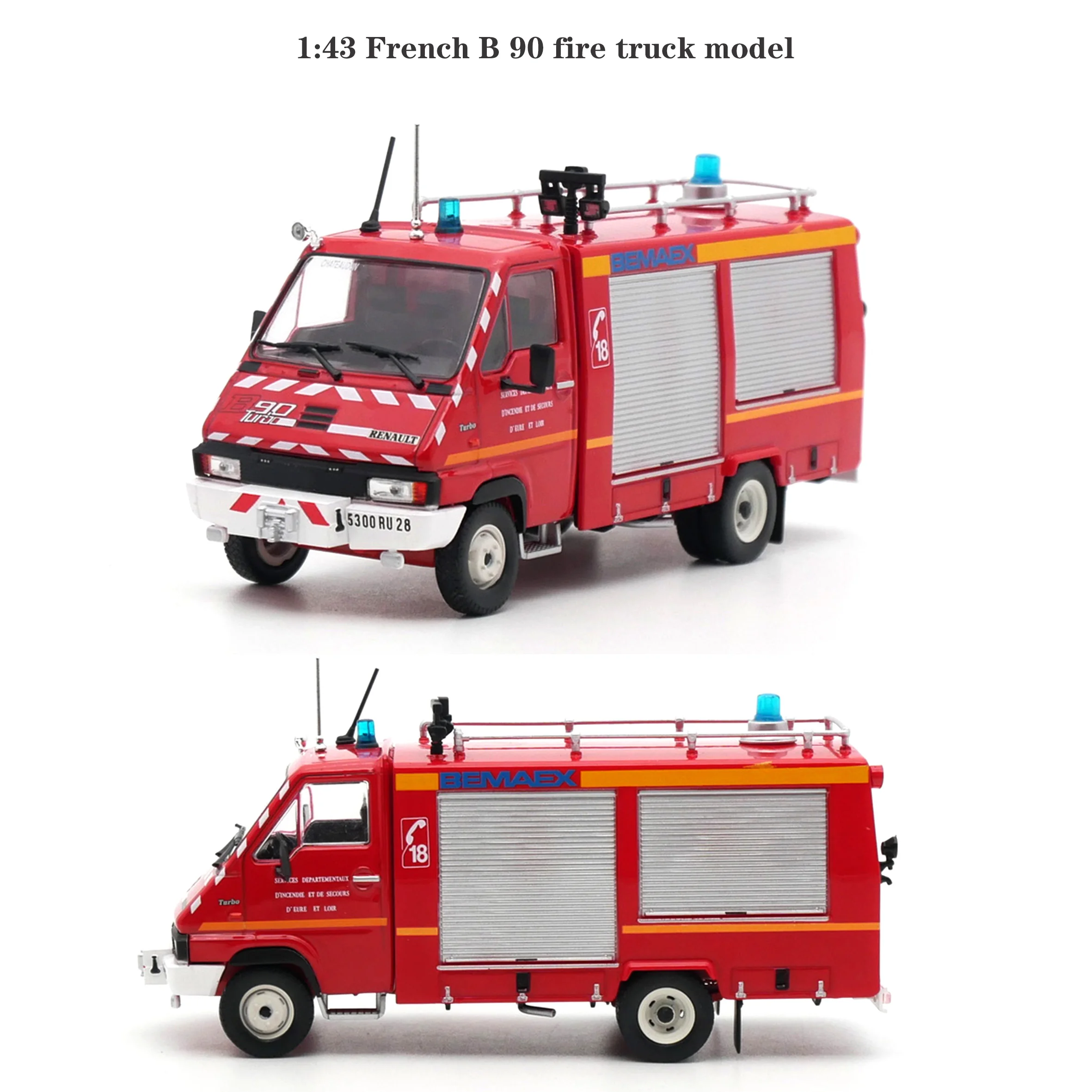 

Rare 1:43 French B 90 fire truck model Alloy finished product collection model