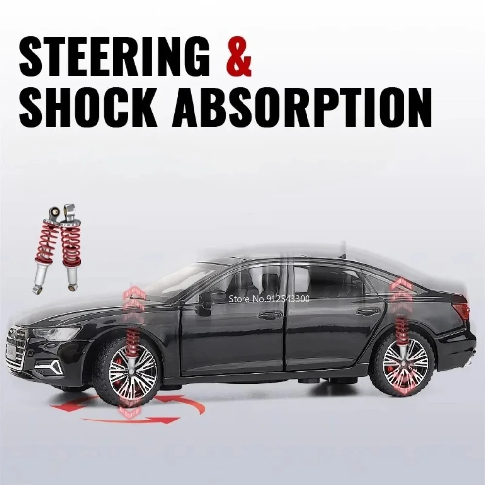 1:32 스케일 A6L A4 합금 스포츠카 모델 장난감 문 열림 충격 흡수 휠 스티어링 차량 모델 어린이 휴일 선물