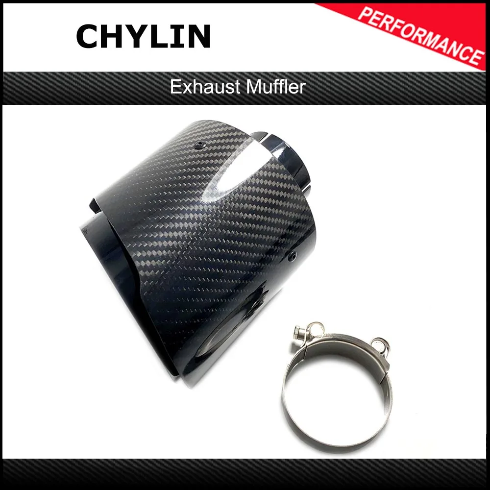 Glänzende Auspuffrohr Auto Universal Auspuff anlagen Edelstahl Carbon Endrohr Auslass 130mm für Akrapovic Düsen Schall dämpfer spitze