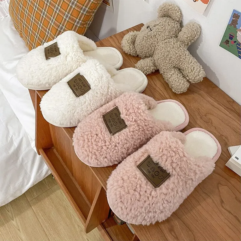Slippers Sandals Shoes Slippers Sandals Non Slip Slippers Female Slippers Fur Slippers Home Cotton Slippers Couples Shoes Men Fur Cotton Women Winter Indoor