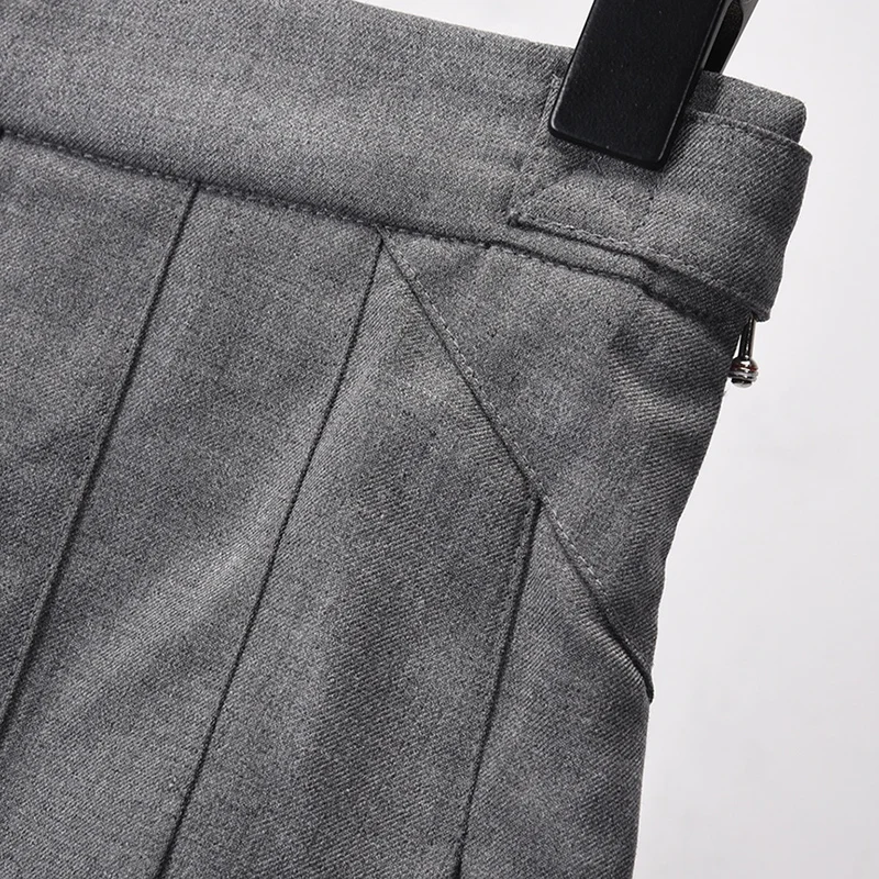 TB THOM Women's Short Skirts Korean Brand Solid Grey A-Line Pleated Skirt Fashion Casual Wool Quality Preppy Kawaii Mini Skirts