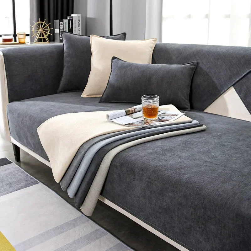 Nordic Chenille Sofa Cover Mat Four Seasons Universal Non-Slip Couch Slipcovers L-shaped Sofa Towel Protector