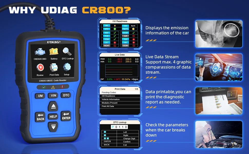 UDIAG CR800 obd2 診断機 日本語 obd2 故障診断機 自動車