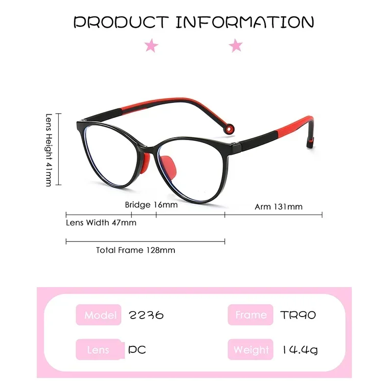 Blue Light Blocking Glasses for Kids Computer Glasses TR90 Frame Clear Lens Girl Boy Video Gaming Children Safety Eyewear 5