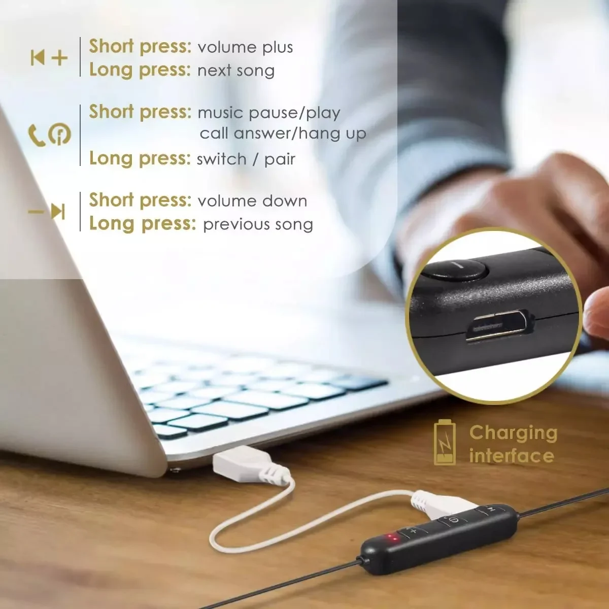 Wireless Bluetooth Headphones Magnetic Neckband Sport Earbuds_voghion.com