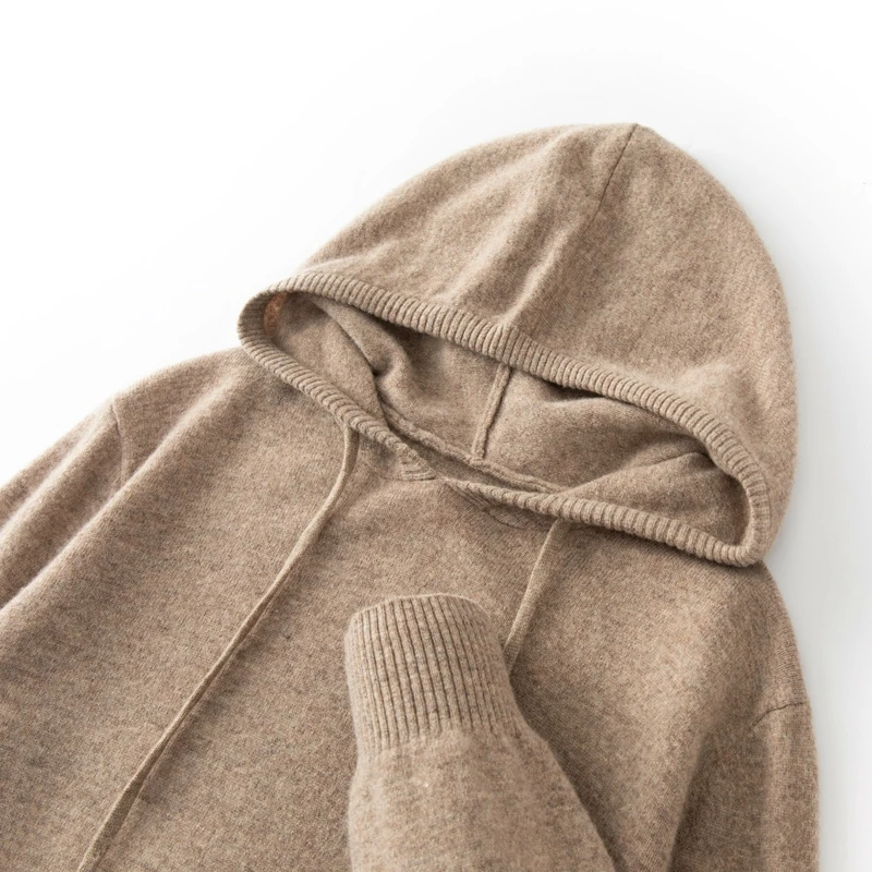 Autumn Winter Men's 100% Merino Wool Sweater Men Hoodied Collar Pullover Loose Large Size Business Knitwear Casual Cashmere Tops 2