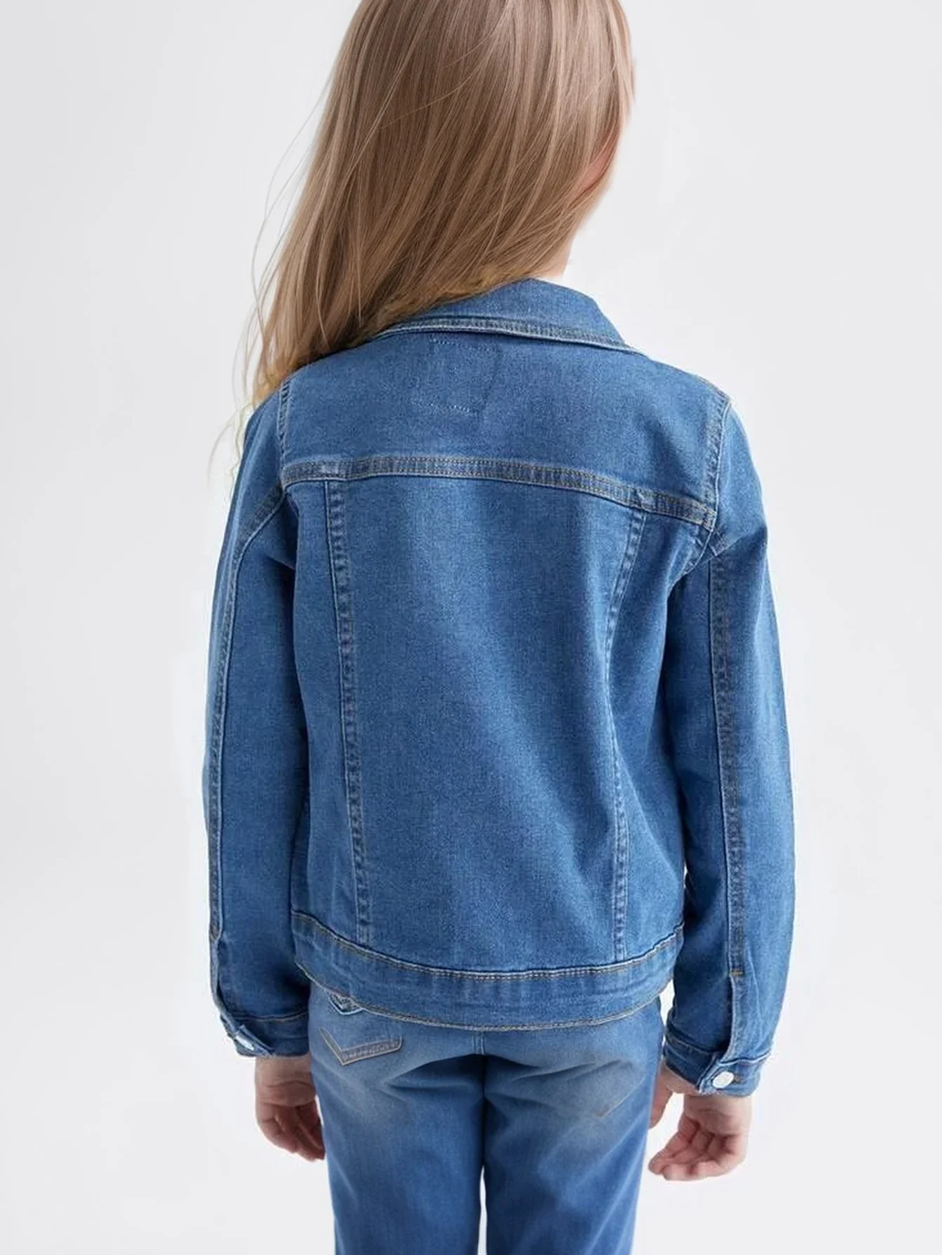 Girls Lapel Denim Jacket 2