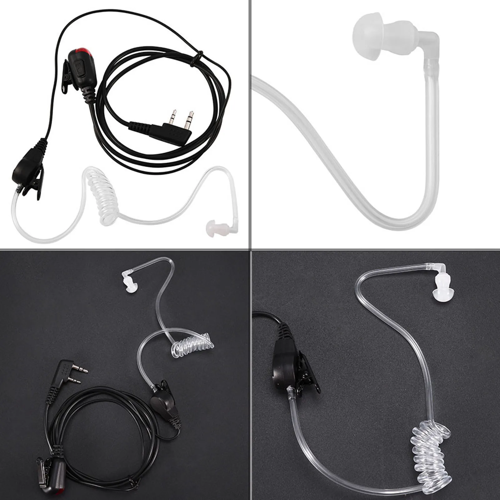 New 2Pin Acoustic Tube in Ear Earpiece W PPT Mic Red Light for 2 Way Radio Wakie Talkie earpiece indicator light