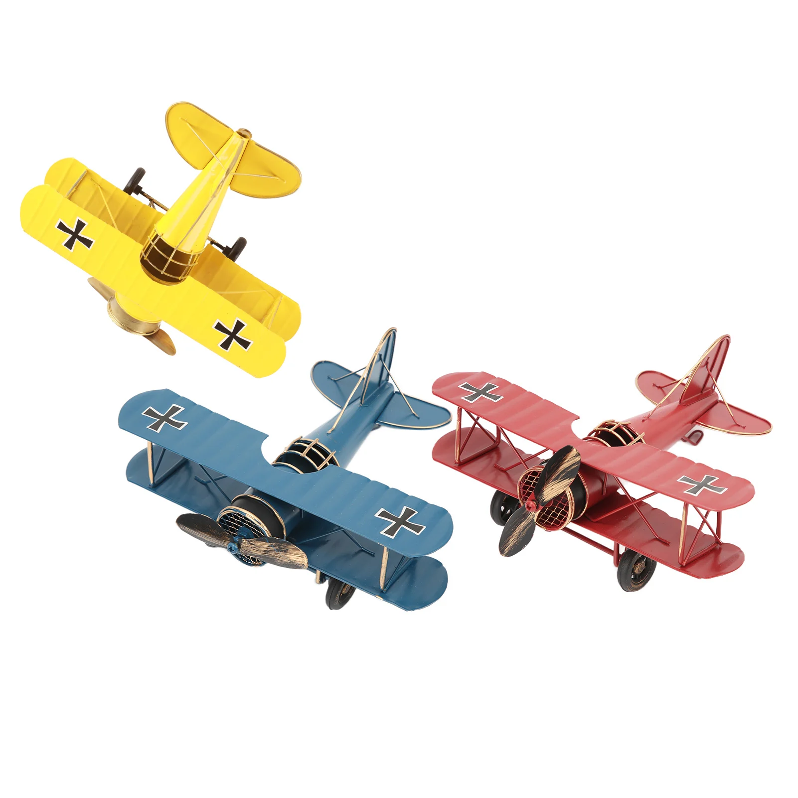 

Retro Airplane Model Delicate Vintage Biplane Handicraft for Home Decoration Cafe Ornament Table top ornament