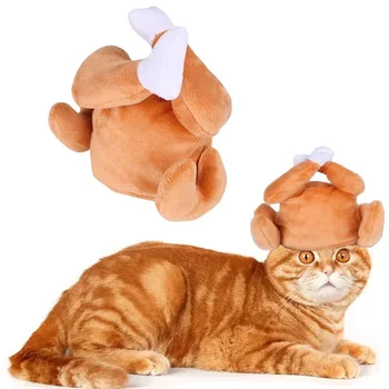 Pet Cat Plush Hat Adjustable Size Dress Up Chicken Leg Headdress Birthday Gifts For Halloween Christmas Party Pet Supplies 6