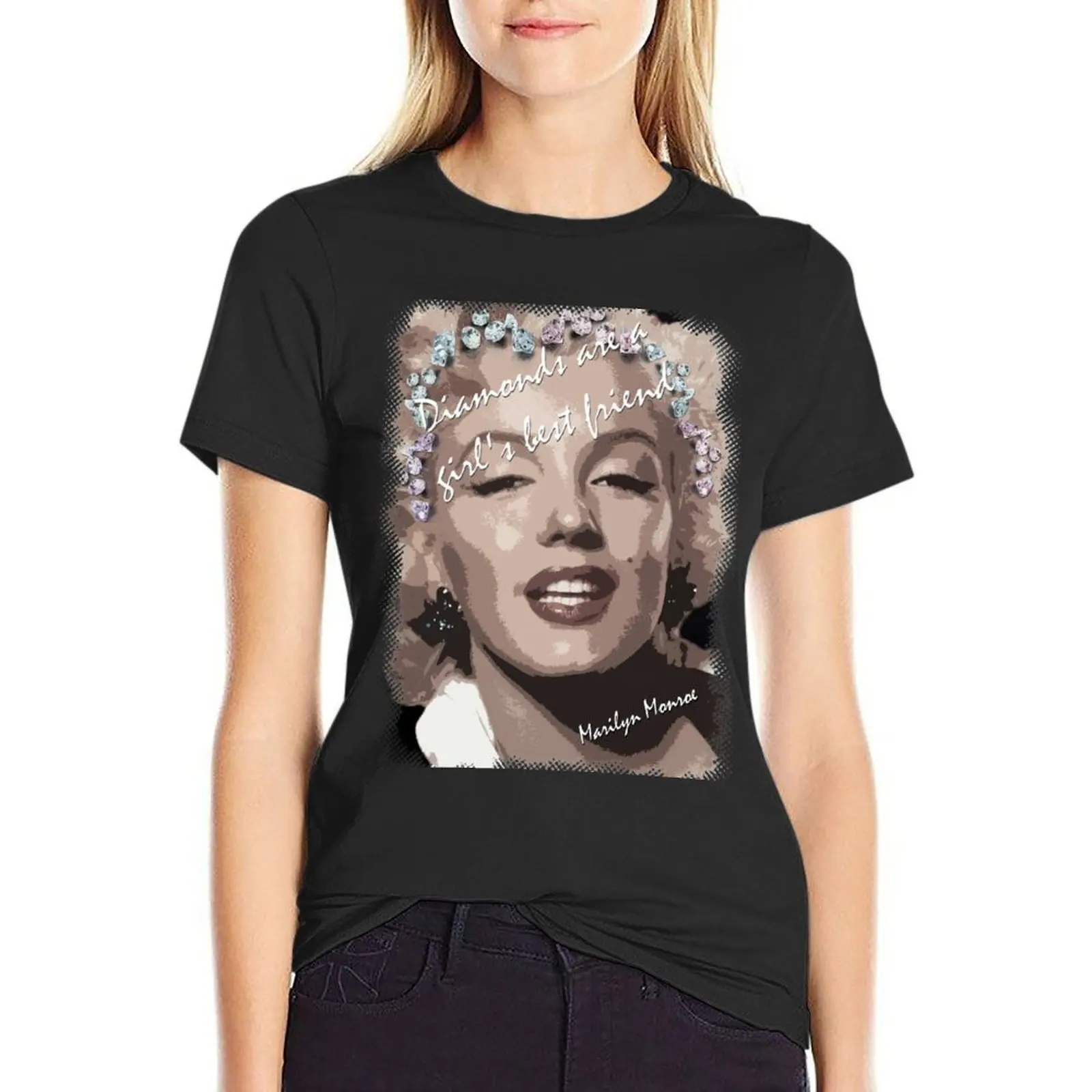 

Marilyn Monroe- Diamonds are a Girls best Friend T-shirt korean fashion Female clothing Short sleeve tee tshirts woman