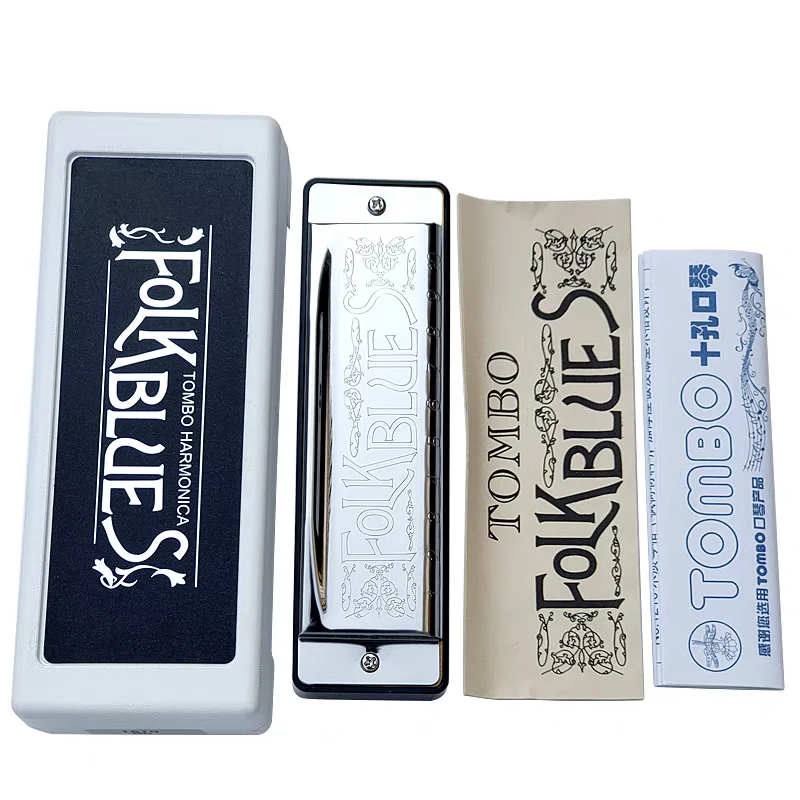 Tombo Diatonic Harmonica Folk Blues 1610 Harp Professional Armonica 10 Holes Mouth Organ Key of C A Instrumentos For Beginners