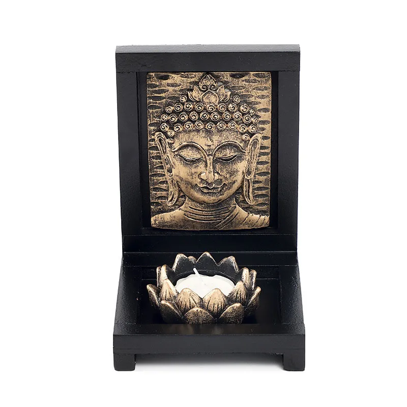 Resin Buddha Head Candlestick Decoration, Buddha Statue, Lotus Lamp