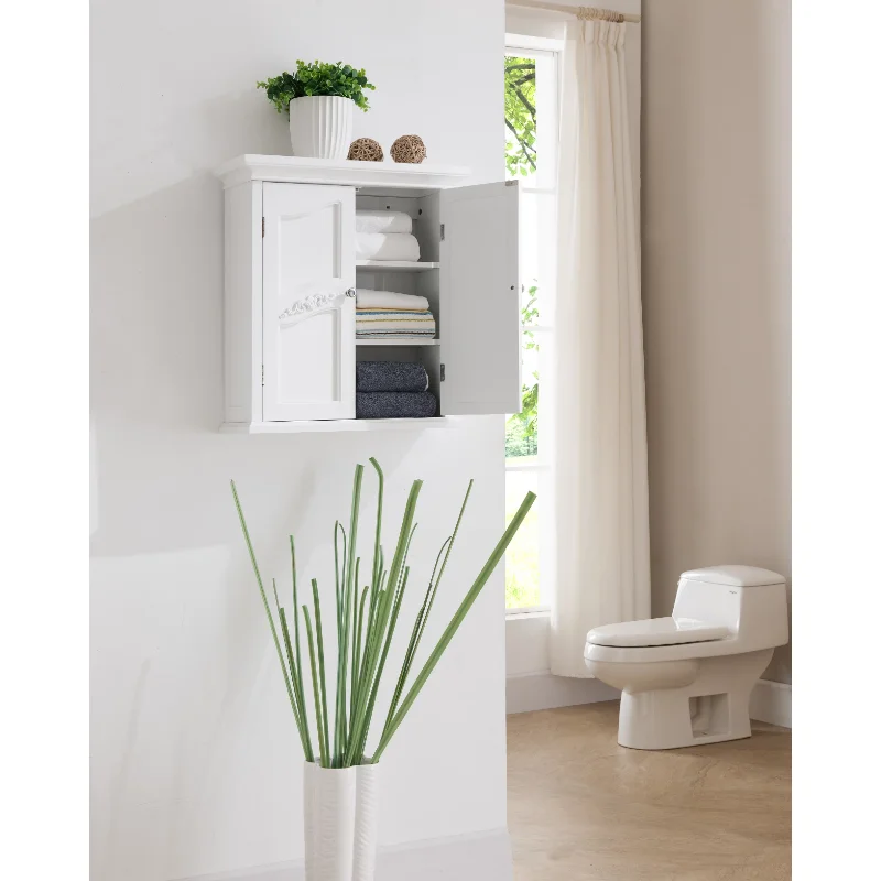 

Teamson Home Versailles Wooden Wall Cabinet with 2 Shelves, White home furniture toilet storage cabinet