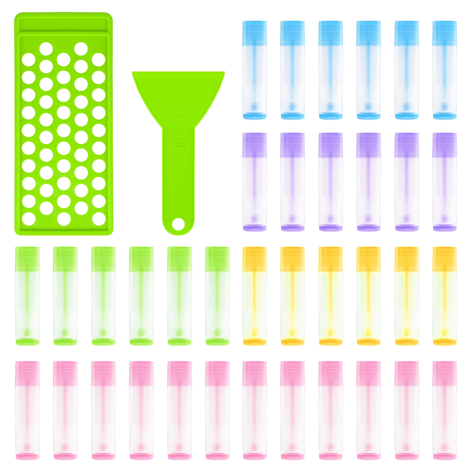 Lip Balm Crafting Kit Filling Tray Spatula & 50 Empty Lip Balm Tubes Used For Diy Make Natural Lip Gloss lipstick Tubes Tubeslip
