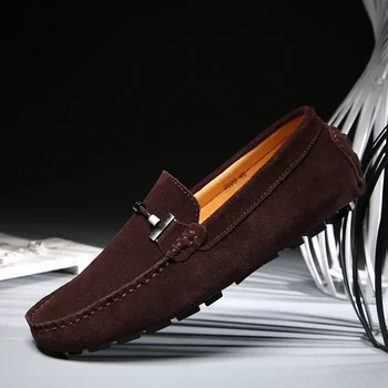 New Men Casual Shoes Fashion Suede Soft Men Loafers Leisure Moccasins Slip on Men's Driving Shoes Lazy Shoe Handmade Flats Comfy 1