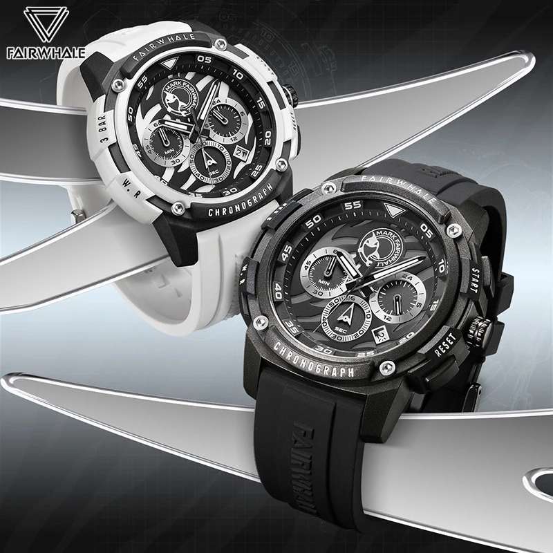 Fashion Mens Watches Famous Brand Mark Fairwhale Sports Silicone Strap Wristwatch Luxury Multifunctional Quartz Clock Boy Reloj
