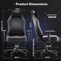 Big and Tall Gaming Chair 350lbs-Racing Computer Gamer Chair, Ergonomic Office PC Chair with Wide Seat, Adjustable 4D Armrest 2