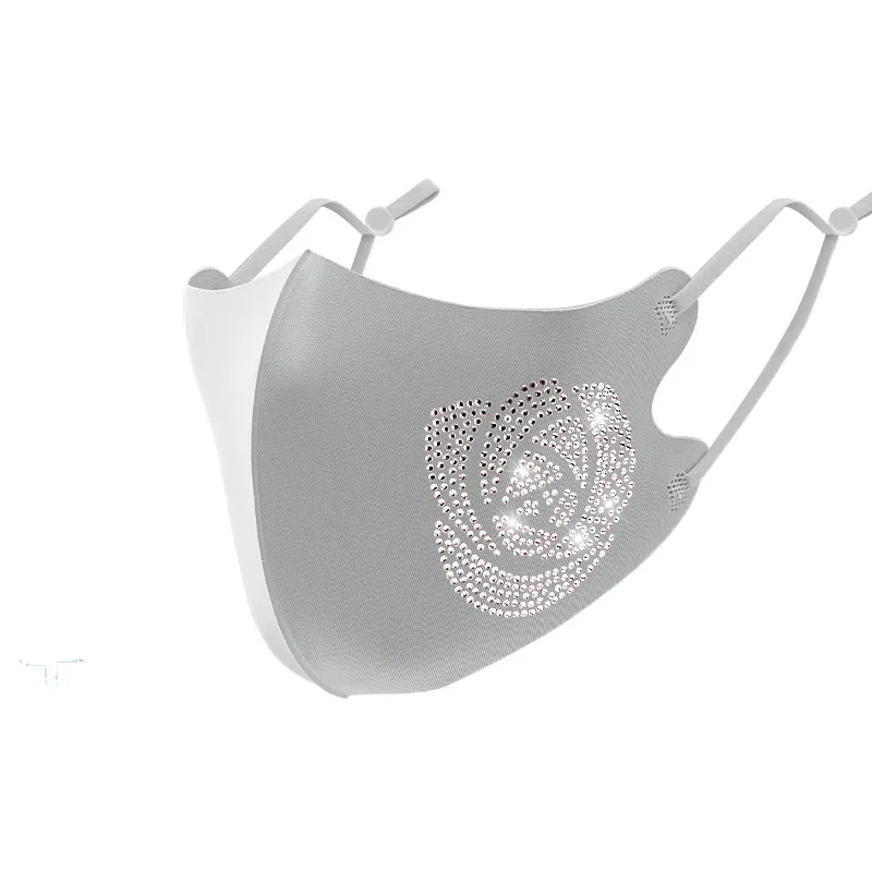 Ice Silk Rhinestone Cloth Masks Washable Rhinestone Flash Drill Summer Adult Dustproof Sunscreen Breathable Mask face mask disposable face mask cotton face mask