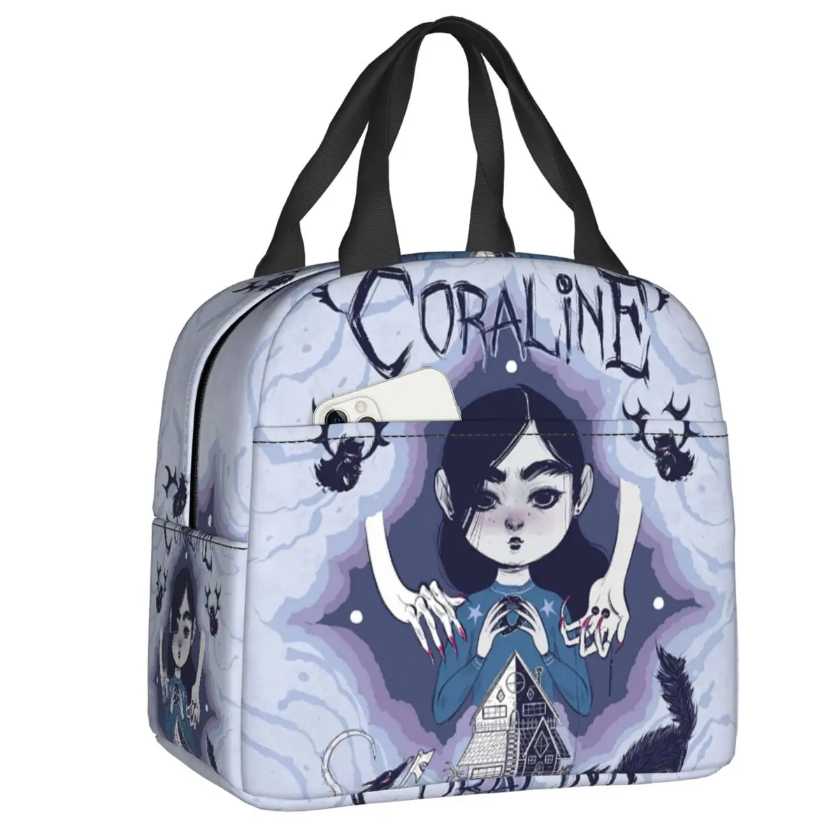 

Halloween Coraline Horror Movie Resuable Lunch Box Women Waterproof Thermal Cooler Food Insulated Lunch Bag Kids School Children