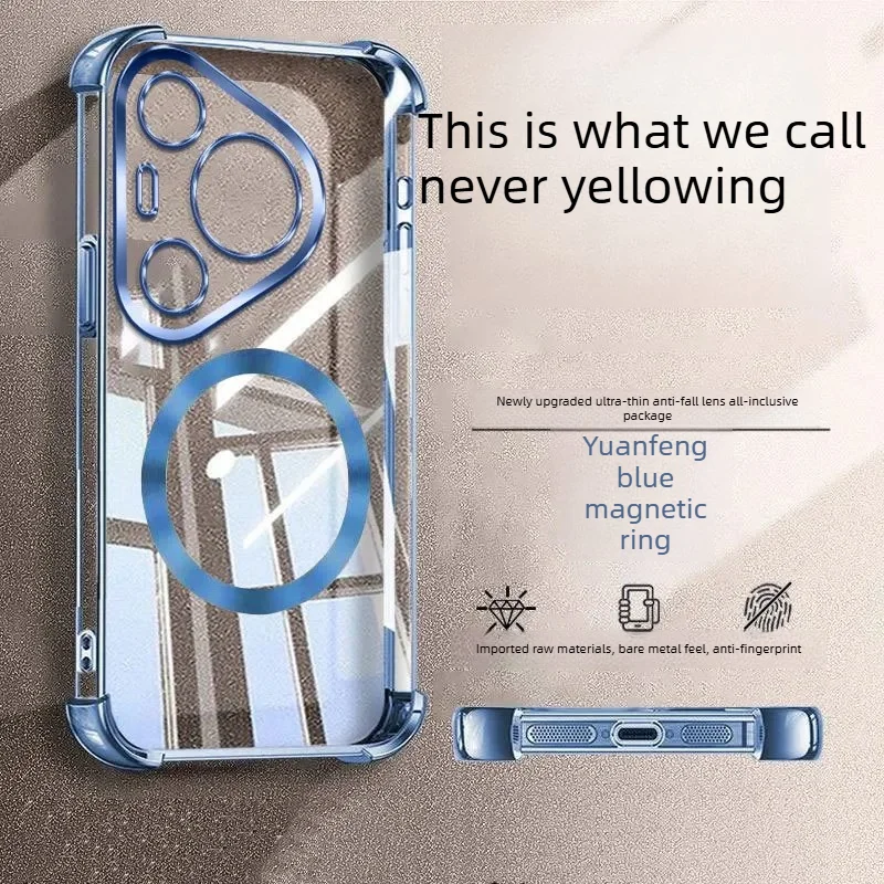 Luxury Plating Edge Transparent Phone Case - Shockproof Magnetic Protector Cover
