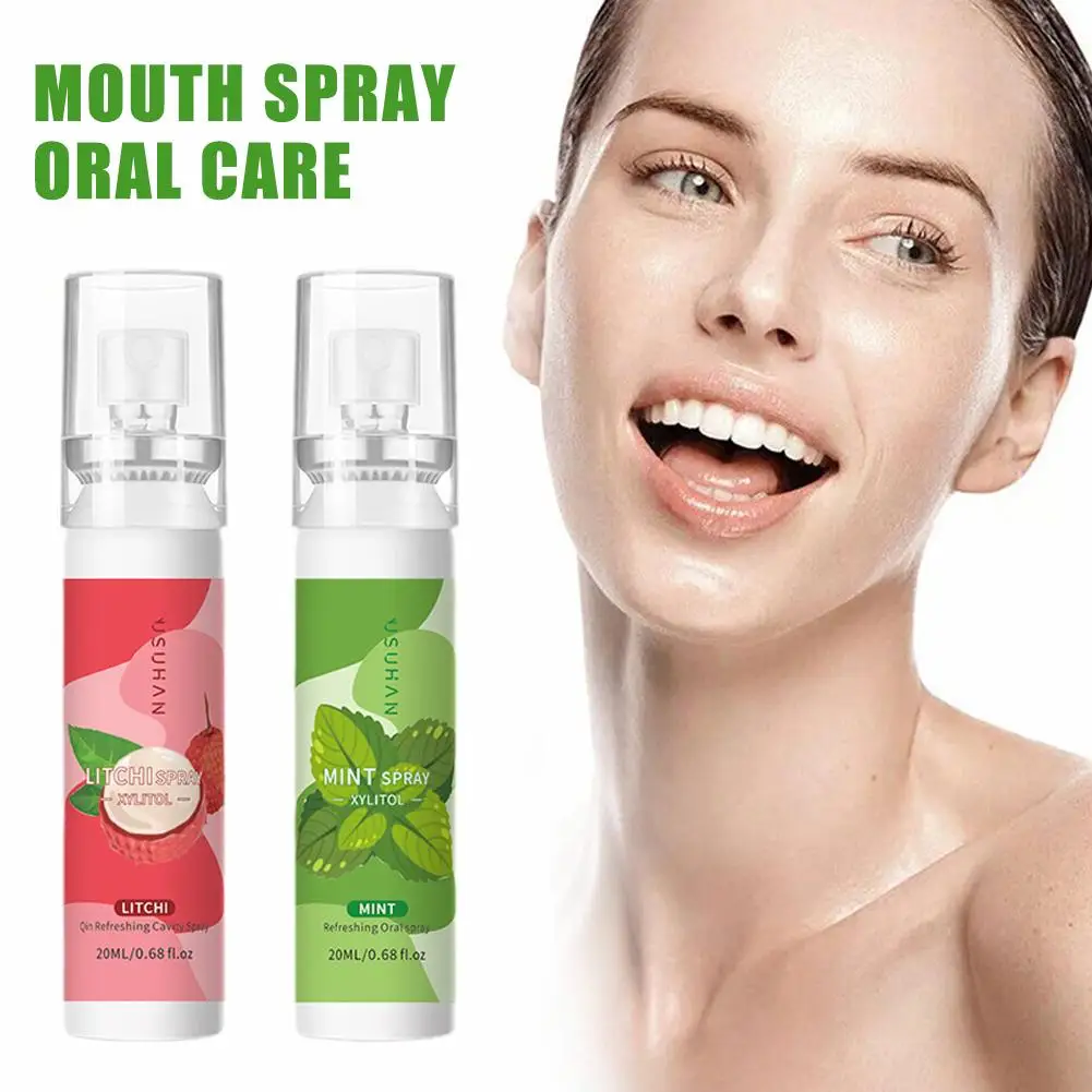 Oral Fresh Spray Peach Mint Grape Litchi Flavor Mouth Spray 20ml Fresh Breath Portable Mouth Freshener Oral Spray Remove Smoke