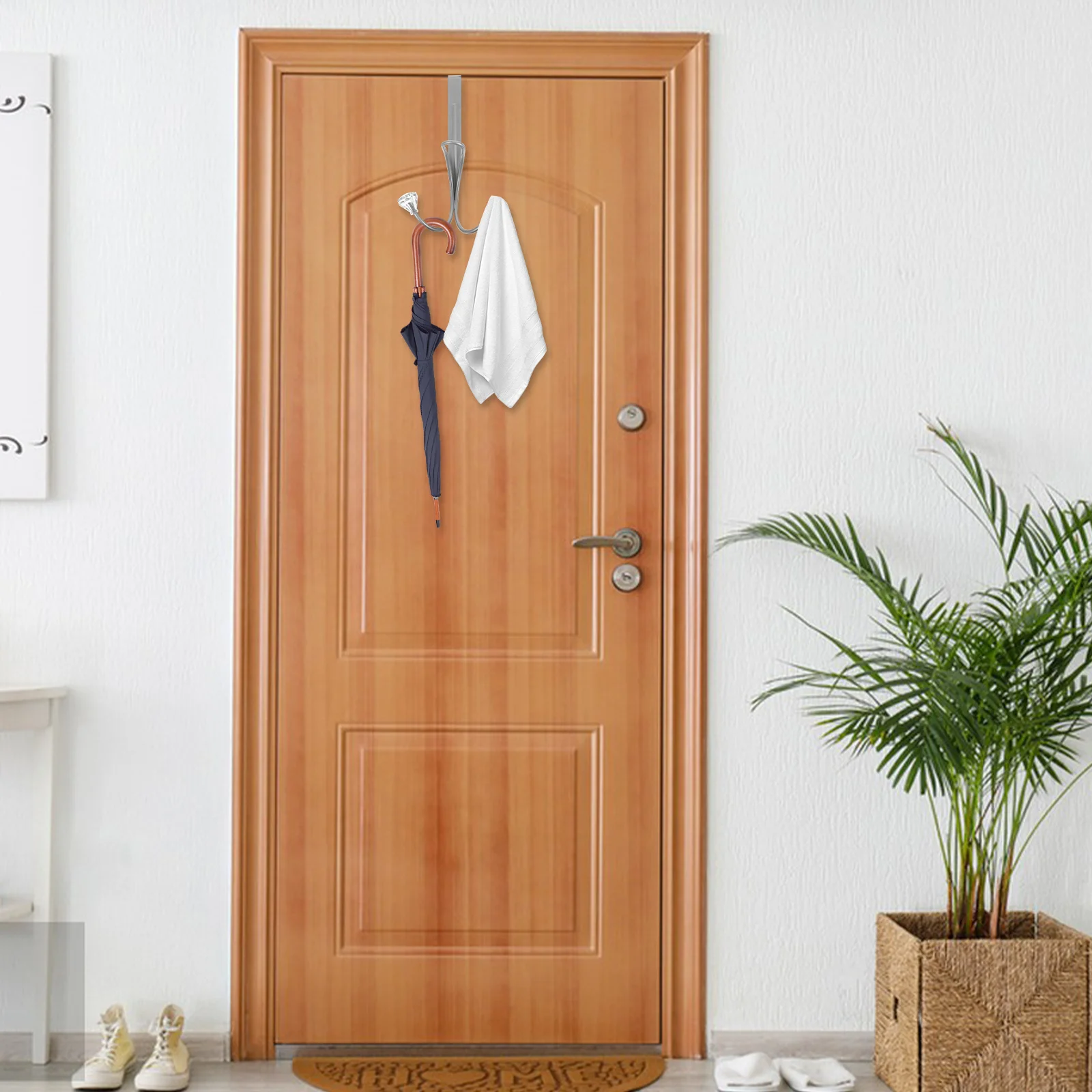 

2 Pcs No Punching Door Hook Towel Rack Kitchenware Hanger Acrylic over The Hooks