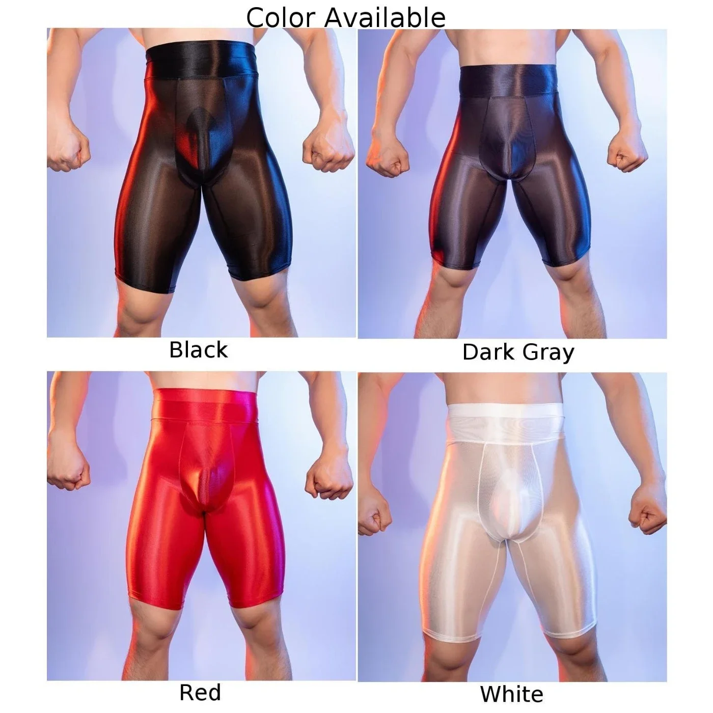 Mens lingerie Sexy underwear shorts pouch oil glossy trunks boxers elastic skinny tummy slim body shaper