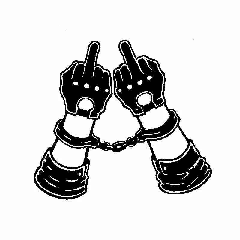 

Middle Finger Handcuff Decals High Quality Car Decoration Personality Pvc Car Window Waterproof Sticker Black/white, 15cm*17cm