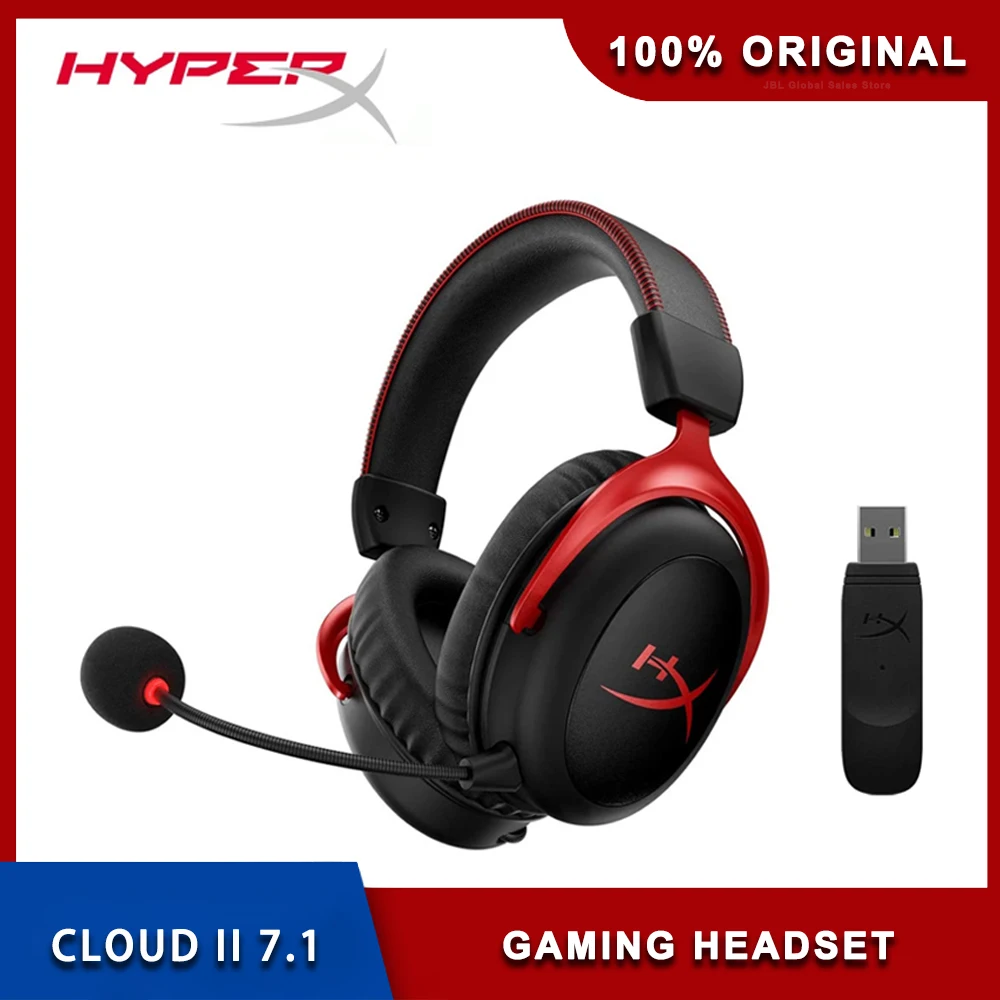 Original HyperX Headset Cloud II 7.1 Wireless Plus Hifi Surround Sound  Gaming Headphones Noise Cancelling Microphone Controller - AliExpress