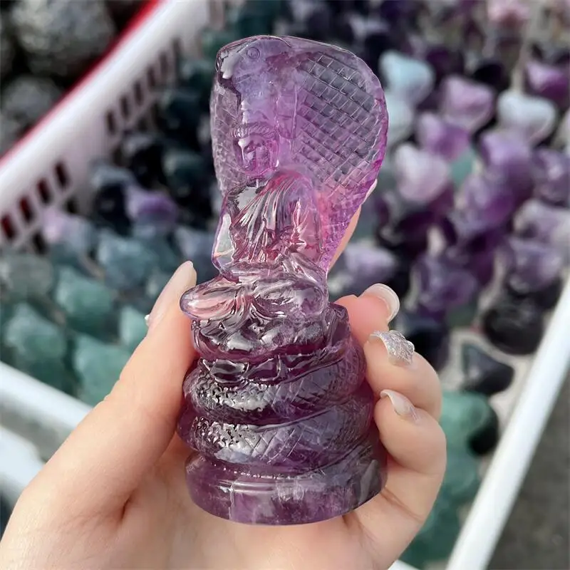 Natural Fluorite Sakyamuni Buddha Carving Polished Reiki Healing Fengshui High Quality Room Decor Energy Gift 1PCS 5