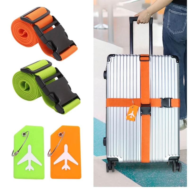 Adjustable Suitcase Belts Luggage Strap Tags Set Suitcase Packing Strap