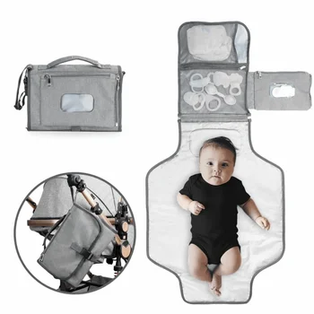 Fasciatoio per bambini in tinta unita in tessuto Oxford 3 in 1 Fasciatoio da viaggio per neonato Multifunzionale con tasche per salviette