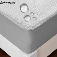 Waterproof Bed Cover Cotton Fitted Bed Sheet with Elastic Stripe Anti-pull Mattress Proctector Cover for Twin/ Full/ Queen/ King 1
