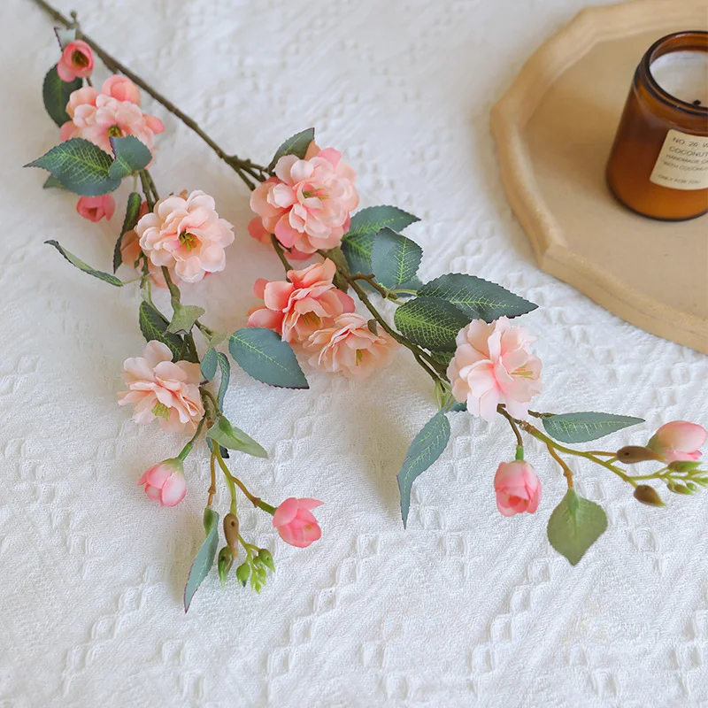 Artificial Single Branch Camellia Silk Flower for Home Decoration & Photography Props - Chinese Retro Style, 90cm