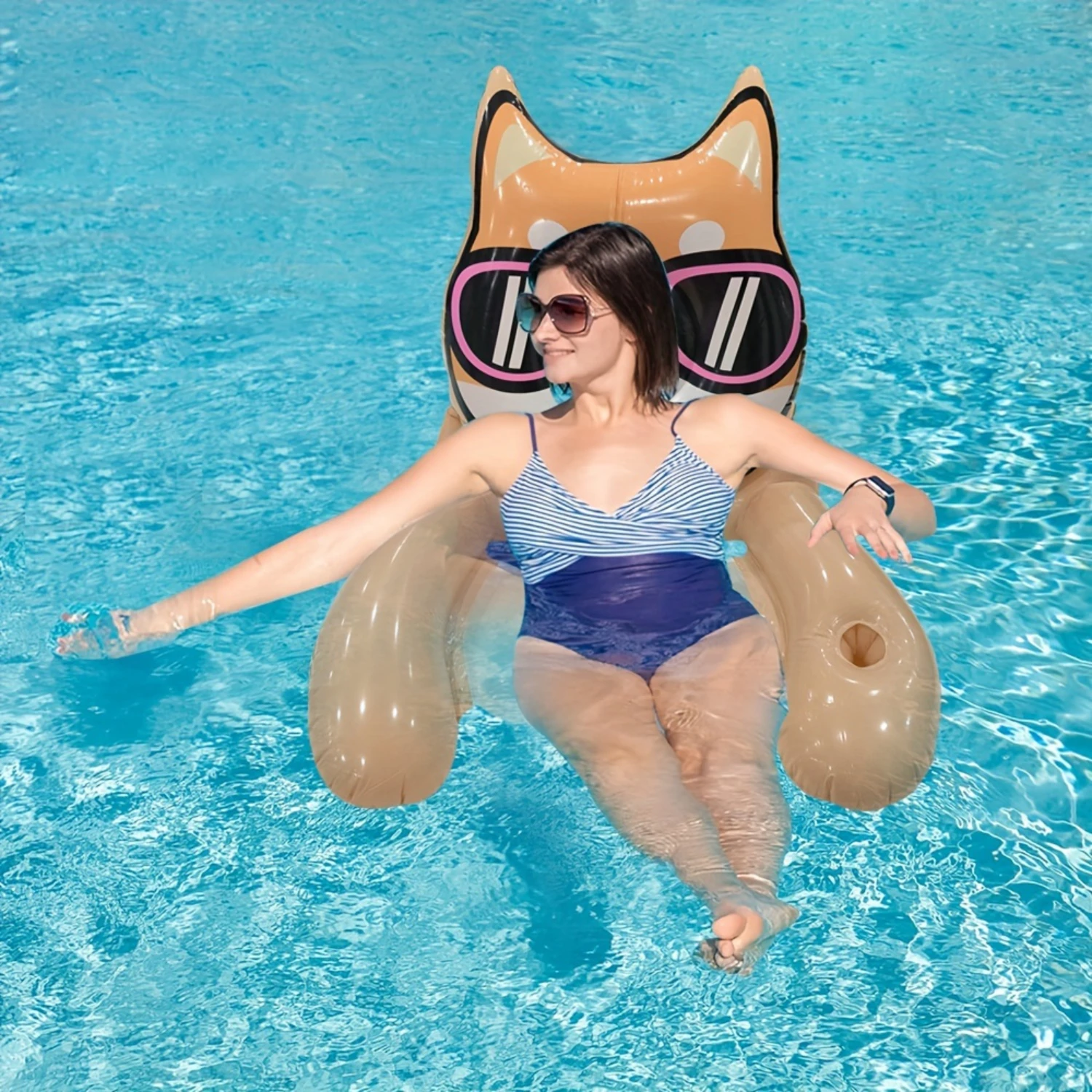 1pc PVC Single Water Recliner, Puppy Shape Funny Vivid Convenient To Carry, Water Toy For Garden Pool Beach Vacation