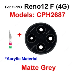 Enhanced Rear Camera Lens with Adhesive Sticker - Durable Acrylic Material (Reno12 F (4G) Grey)
