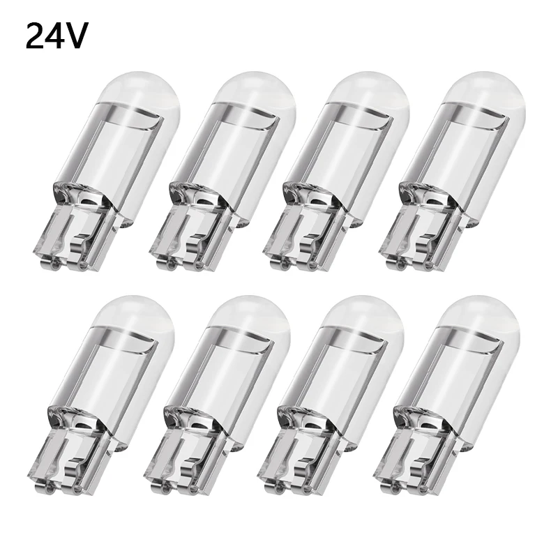 

4PCS 24V T10 W5W LED Bulb COB 168 194 Glass Auto License Plate Light Car Interior Map Dome Lights Parking Light Auto Signal Lamp