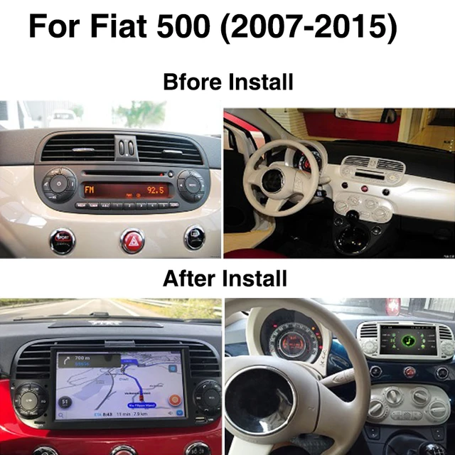 for Fiat 500 Radio 2007-2015 Car Stereo with CarPlay GPS Navigation Android  Auto FM 7 Inch IPS Touch Screen Head Unit Built-in DSP Bluetooth Support